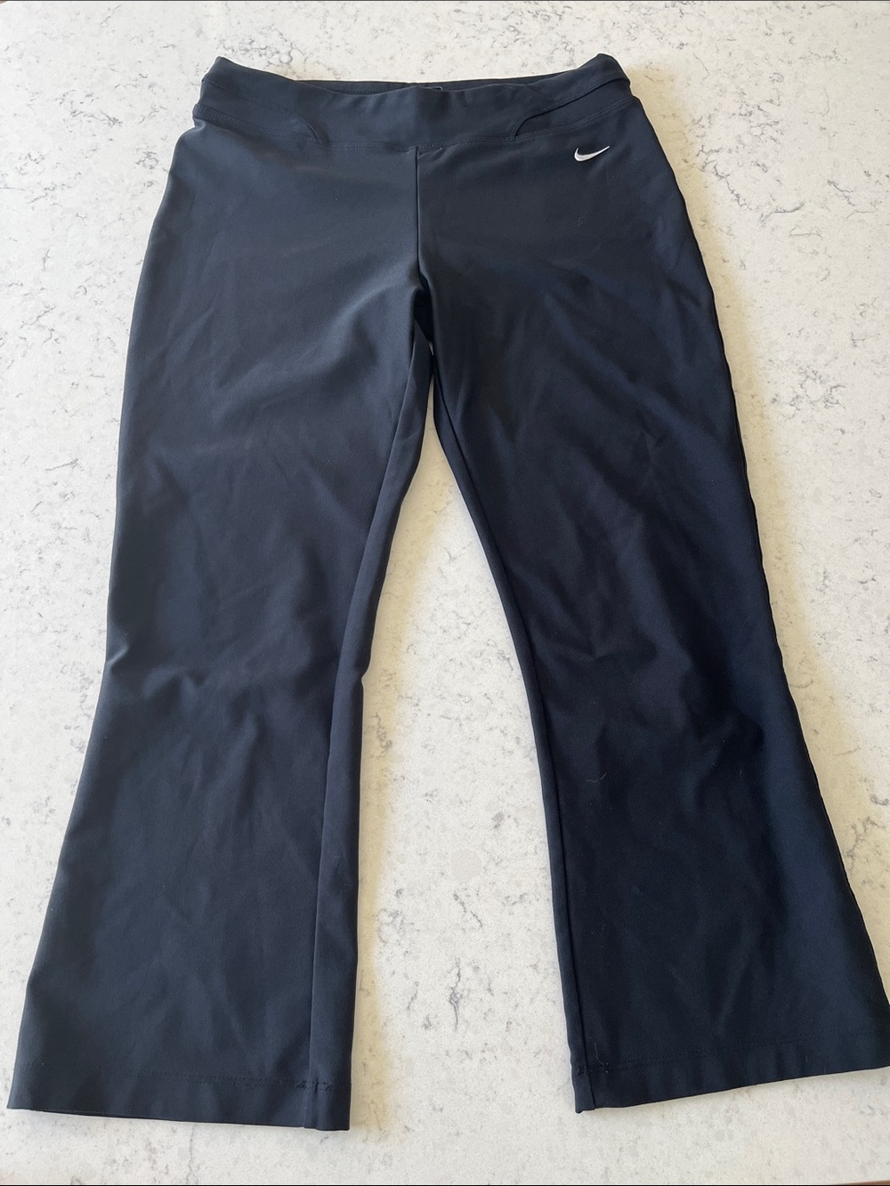 Nike Black Flared Performance Capri Leggings with White Swoosh